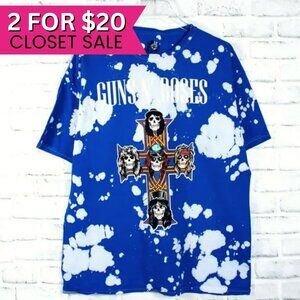Guns N Roses Cross Blue‎ Tie Dye Band T Shirt Unisex Licensed Music Tee Merch XL